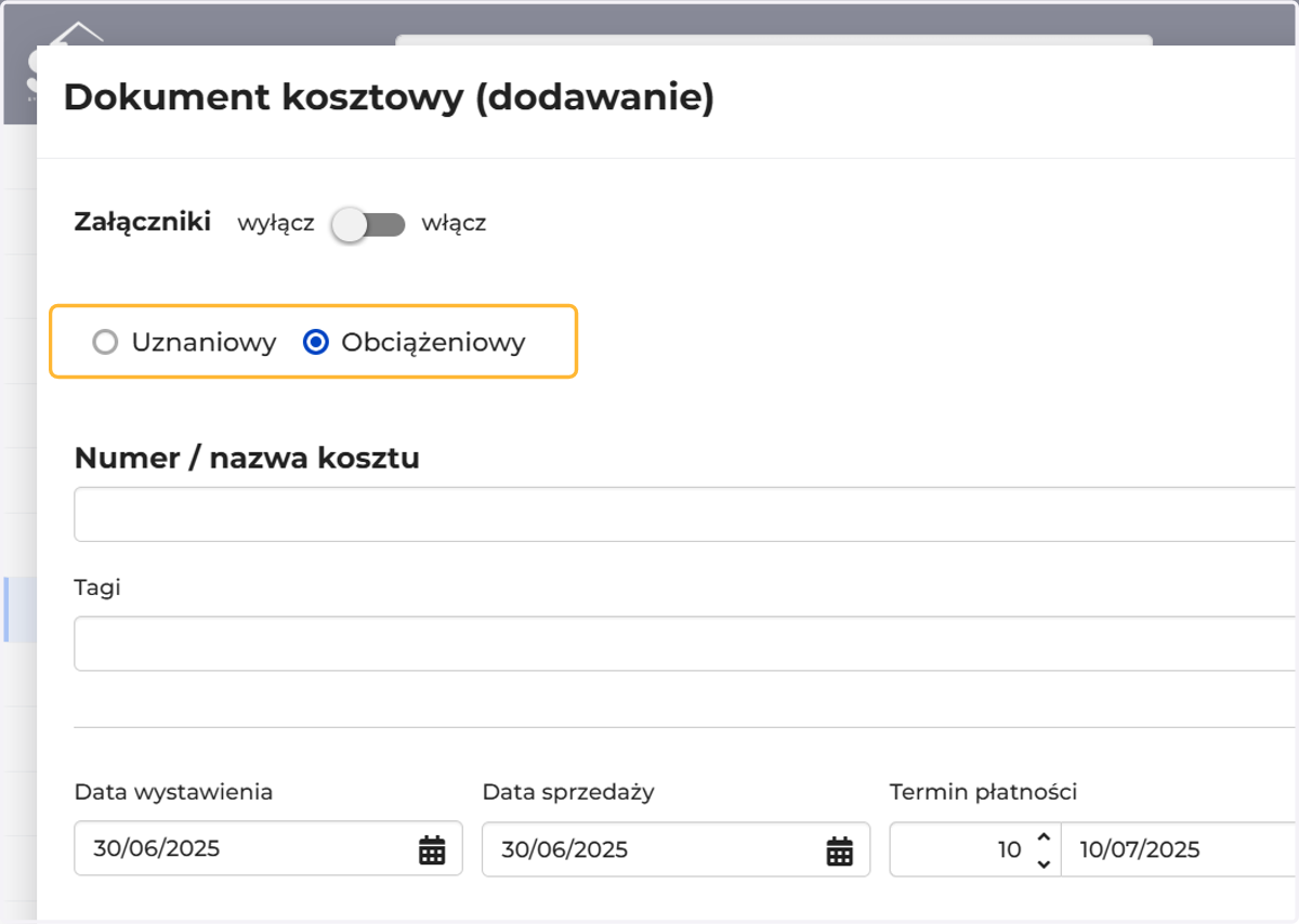 Określ czy kosz jest uznaniowy (wpłata), czy obciążeniowy (konieczność opłacenia)