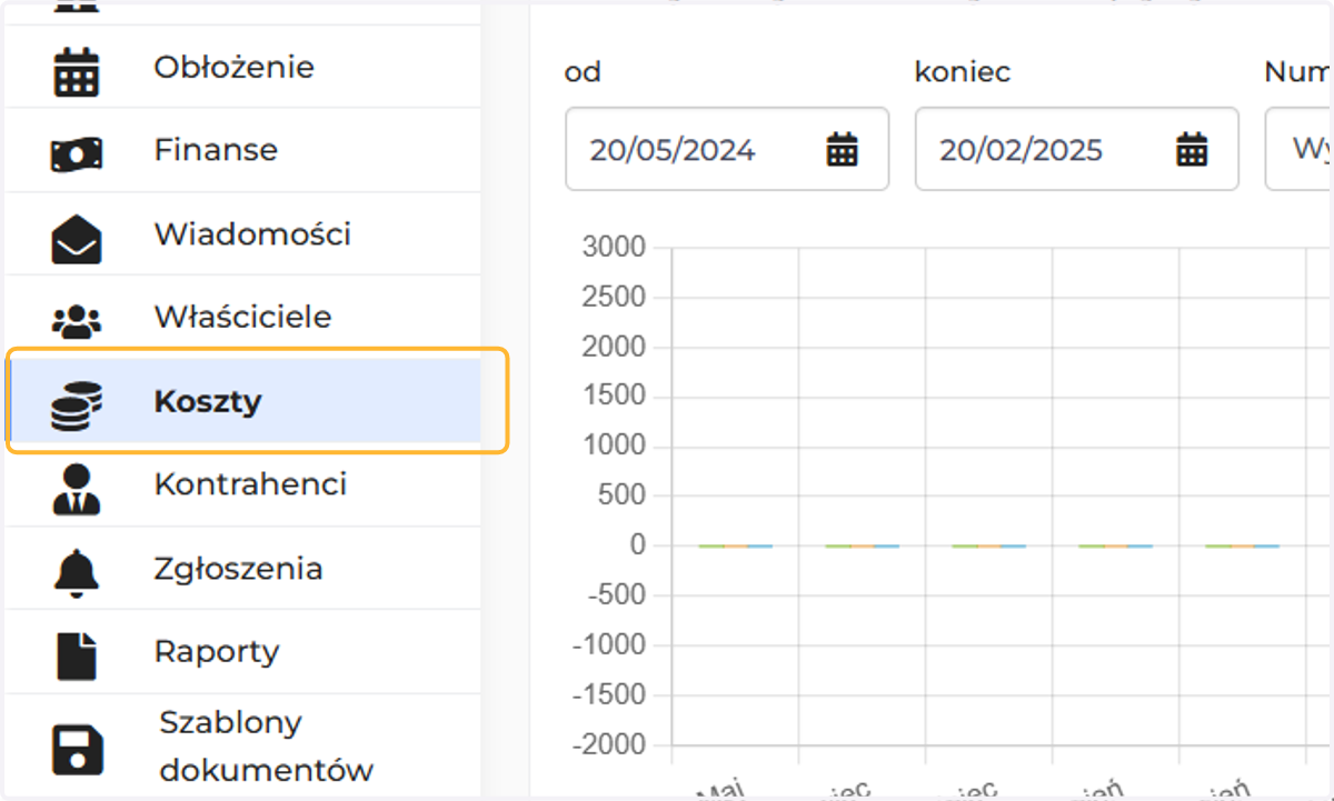 Przejdź do zakładki "Koszty"