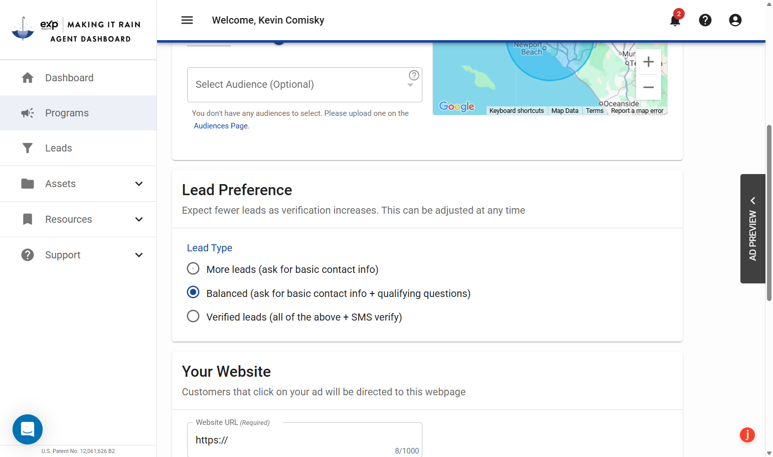 Select an option for your lead capture preference.