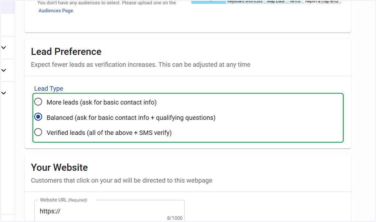 Select an option for your lead capture preference.