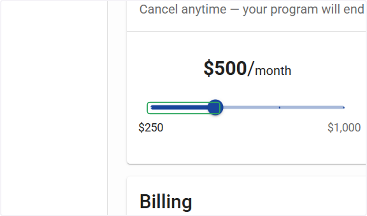 Select your monthly budget.