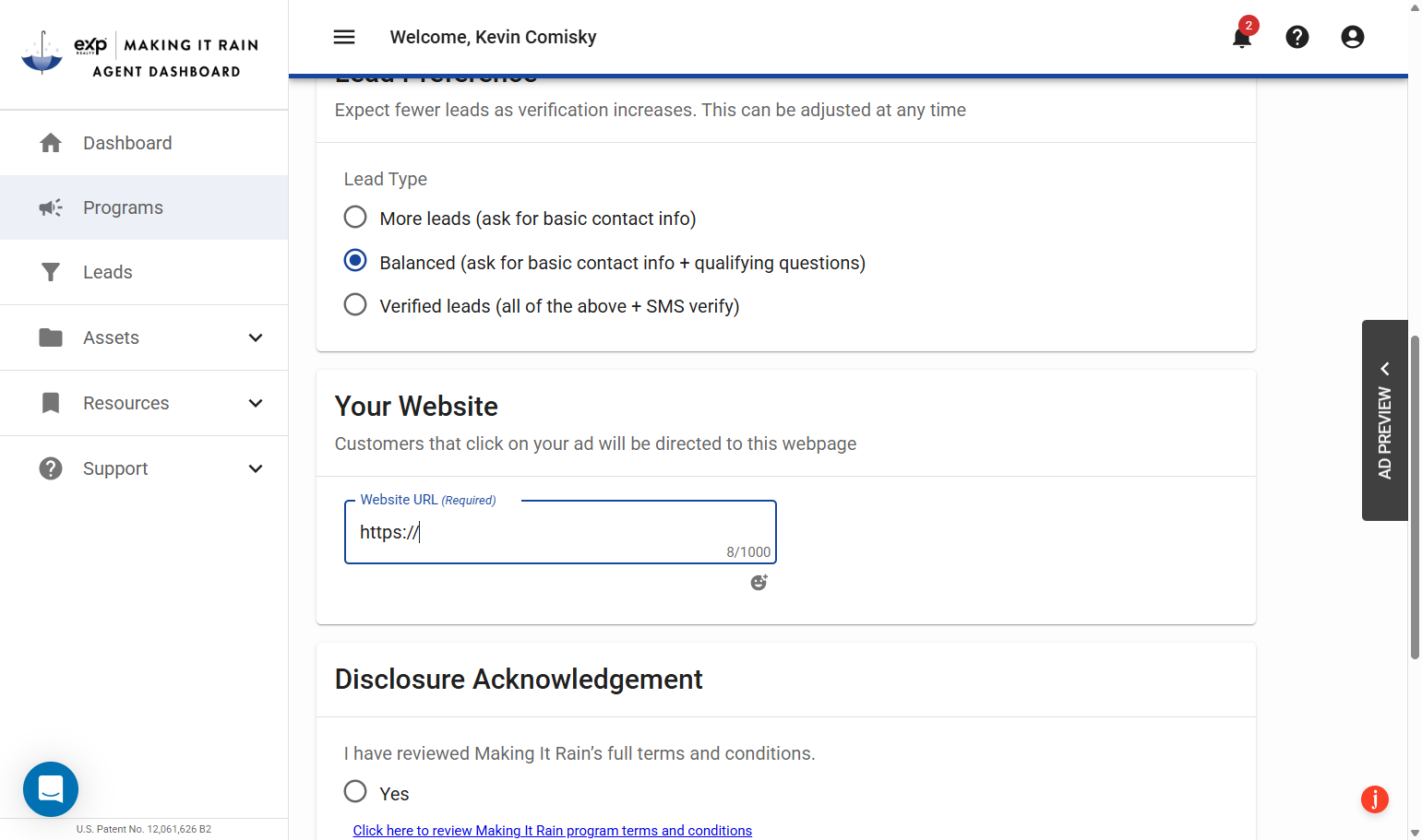 Enter your Website URL (Required)
