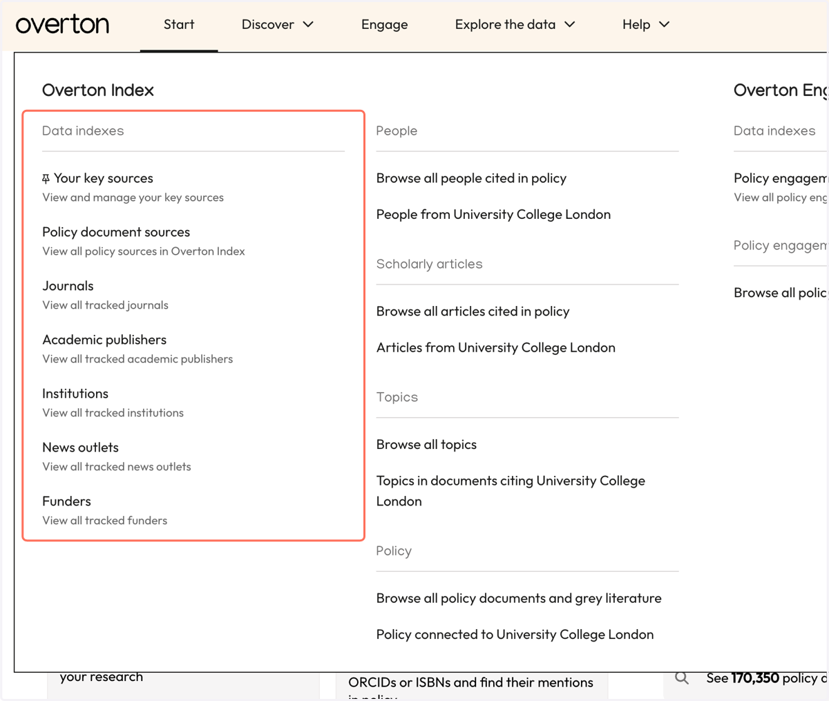 "Data indexes" help users find and browse parts of the data.