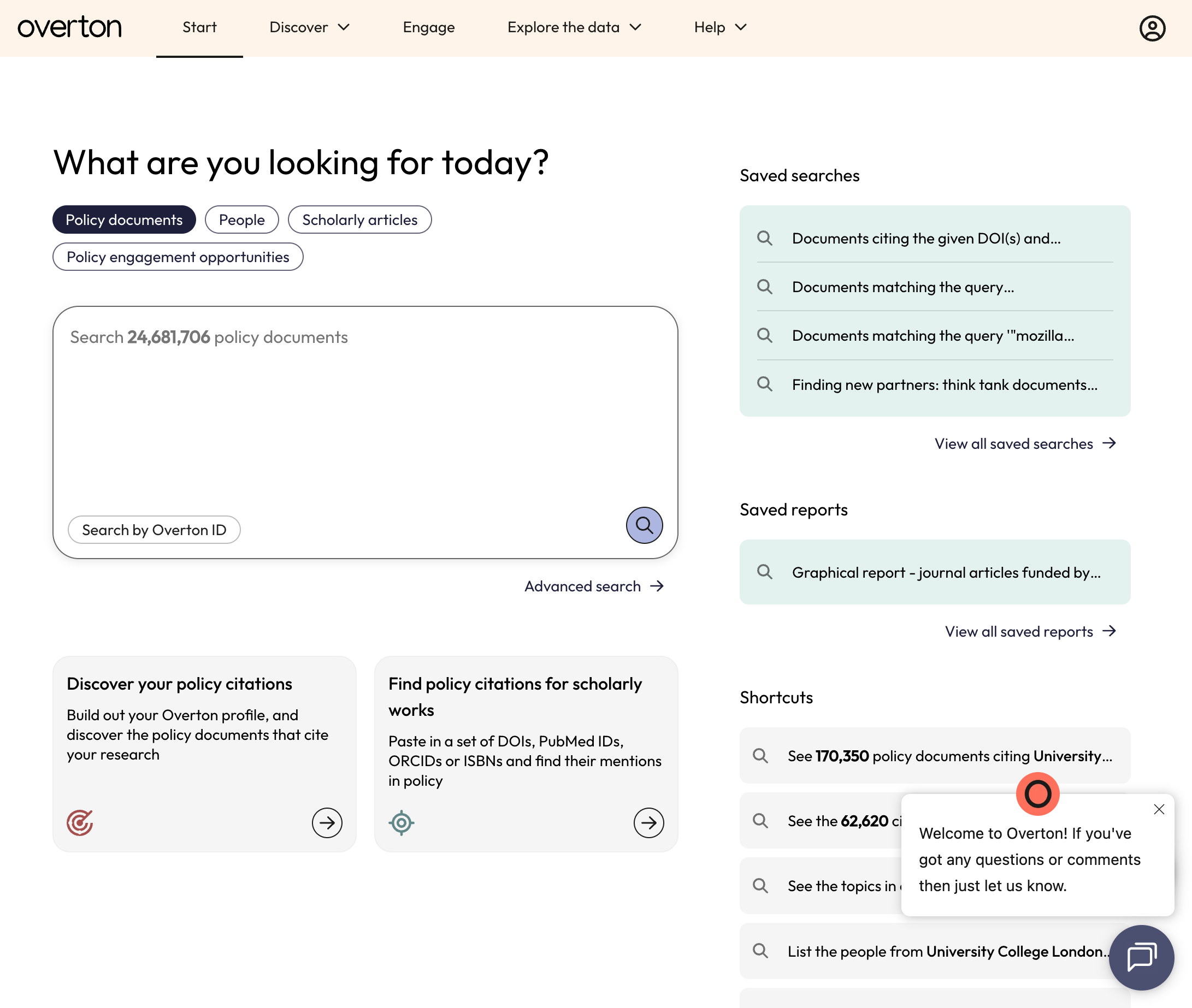 Add works to "Your account" to quickly "Discover your policy citations.