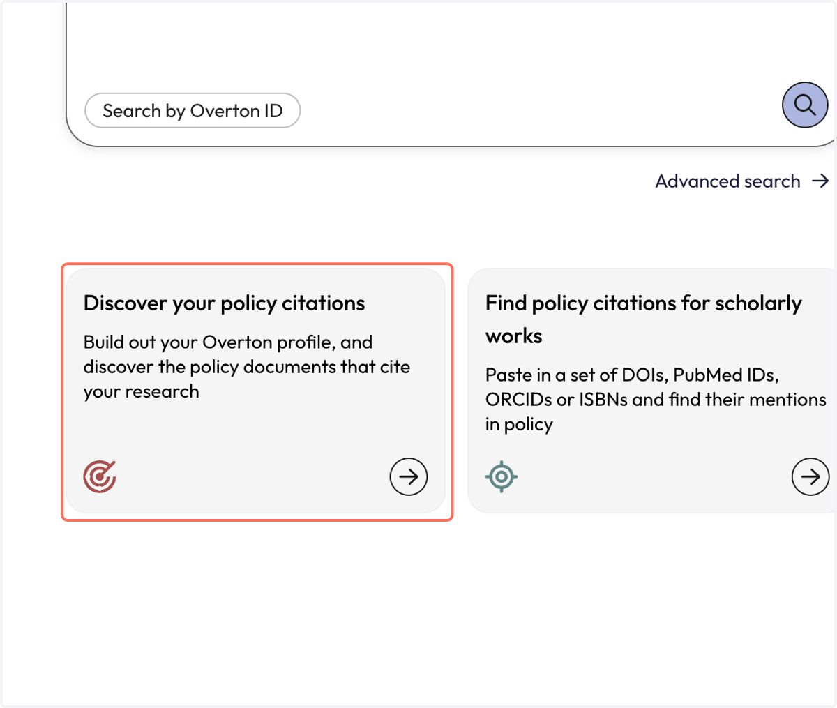 Add works to "Your account" to quickly "Discover your policy citations.