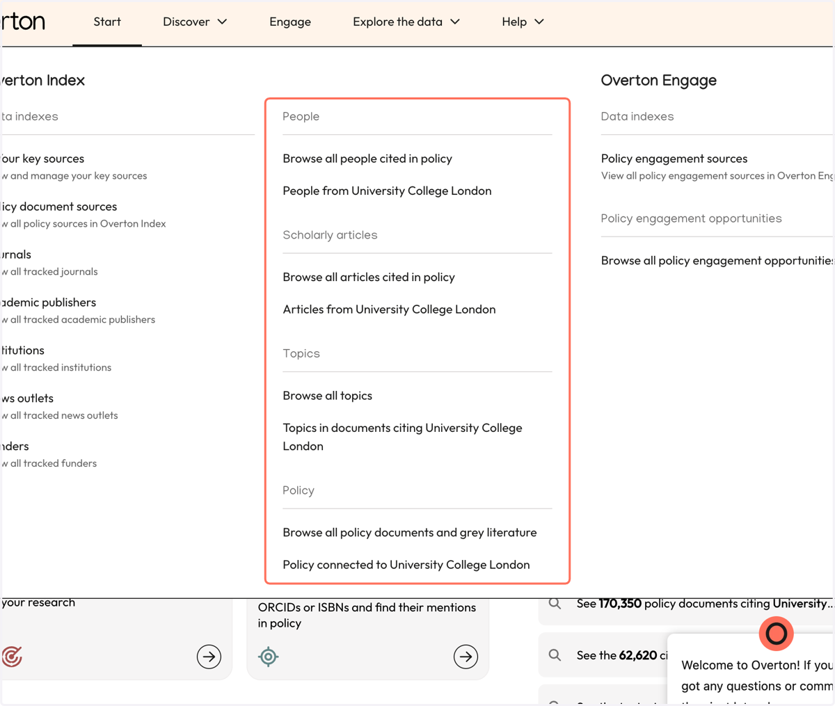 Browse all People, Scholarly Articles, Topics, or Policy Documents or those connected to your institution.