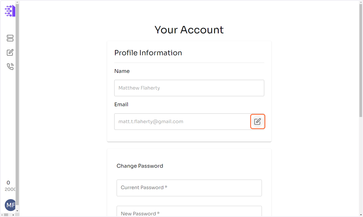 Click on the 'Edit' icon next to your email address.