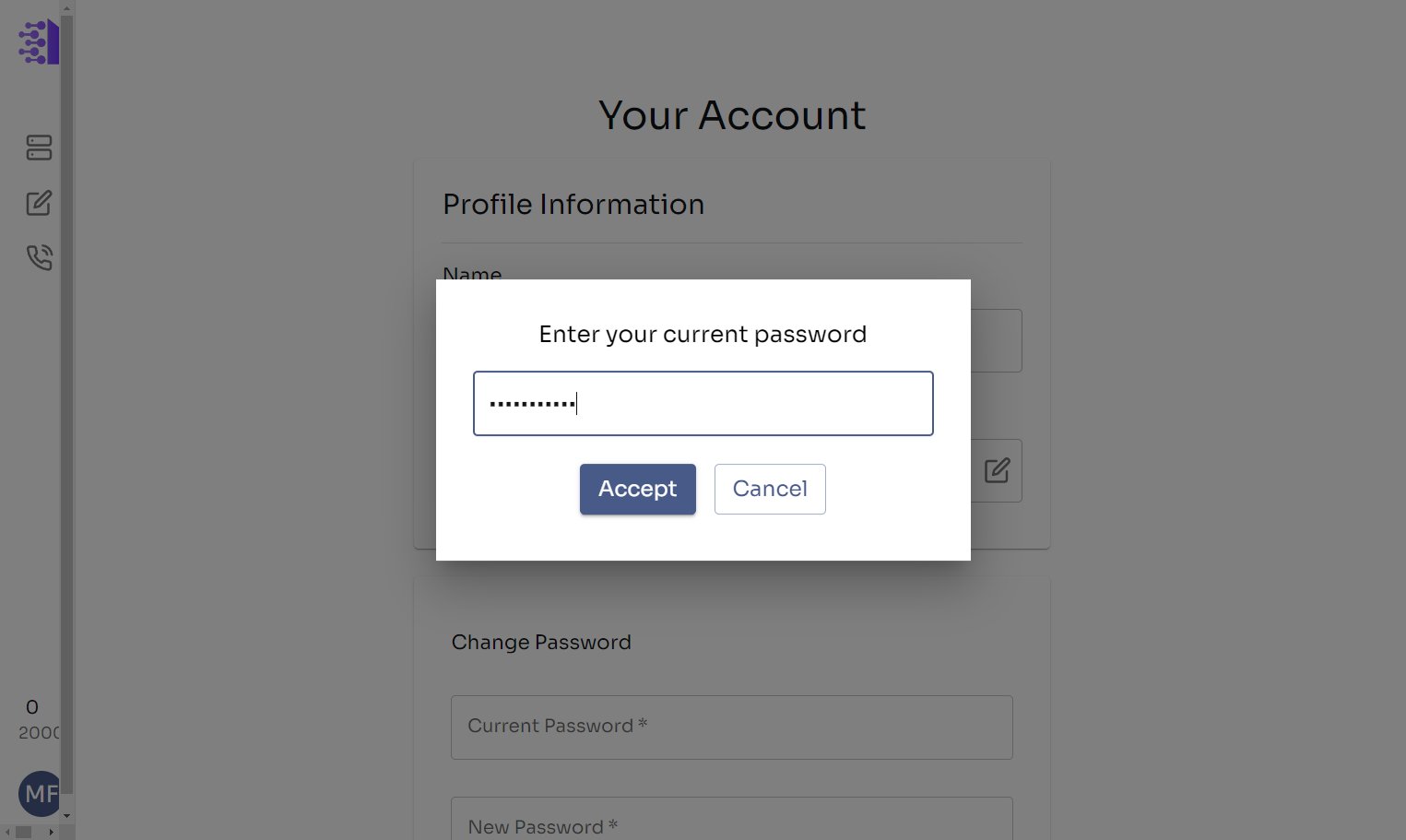 Type your current password.