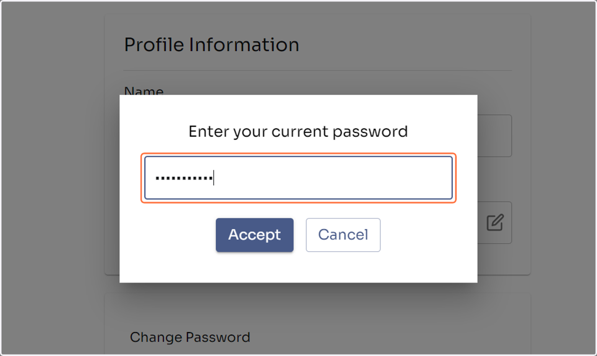 Type your current password.