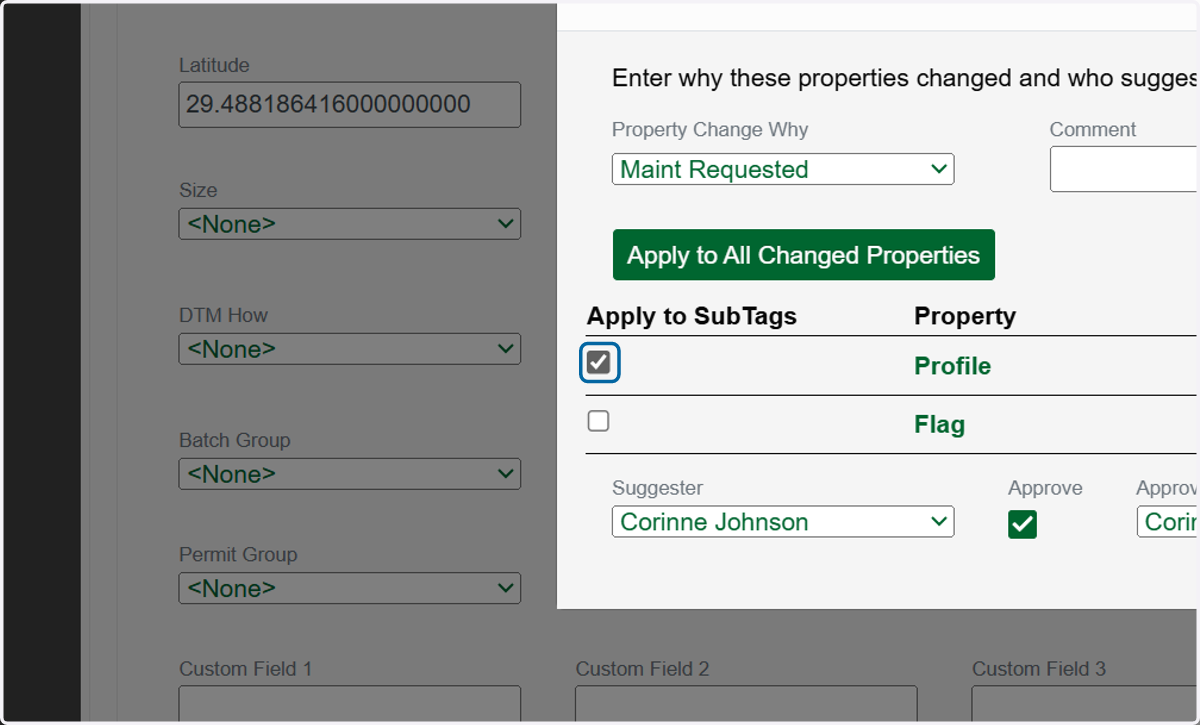 If the components are base tags with related subtags, check this box if you also want to apply the TUx profile change to the subtags.