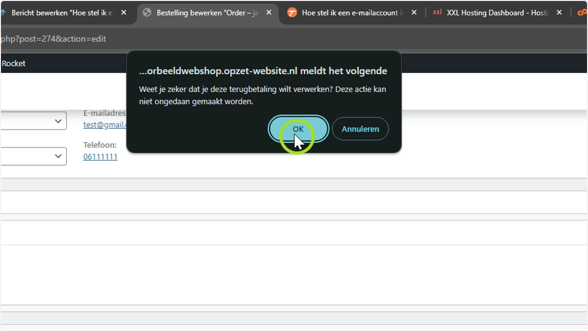 Druk dan op "OK".