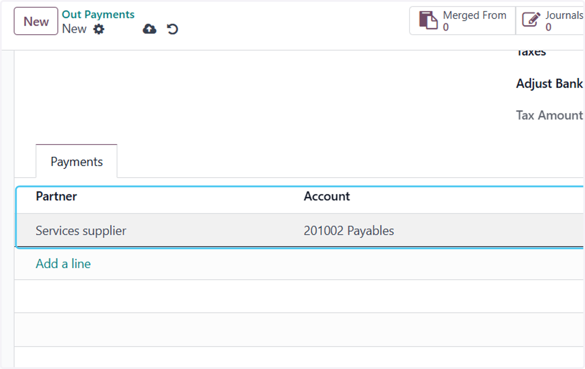 The vendor will be automatically, then select the payables account.