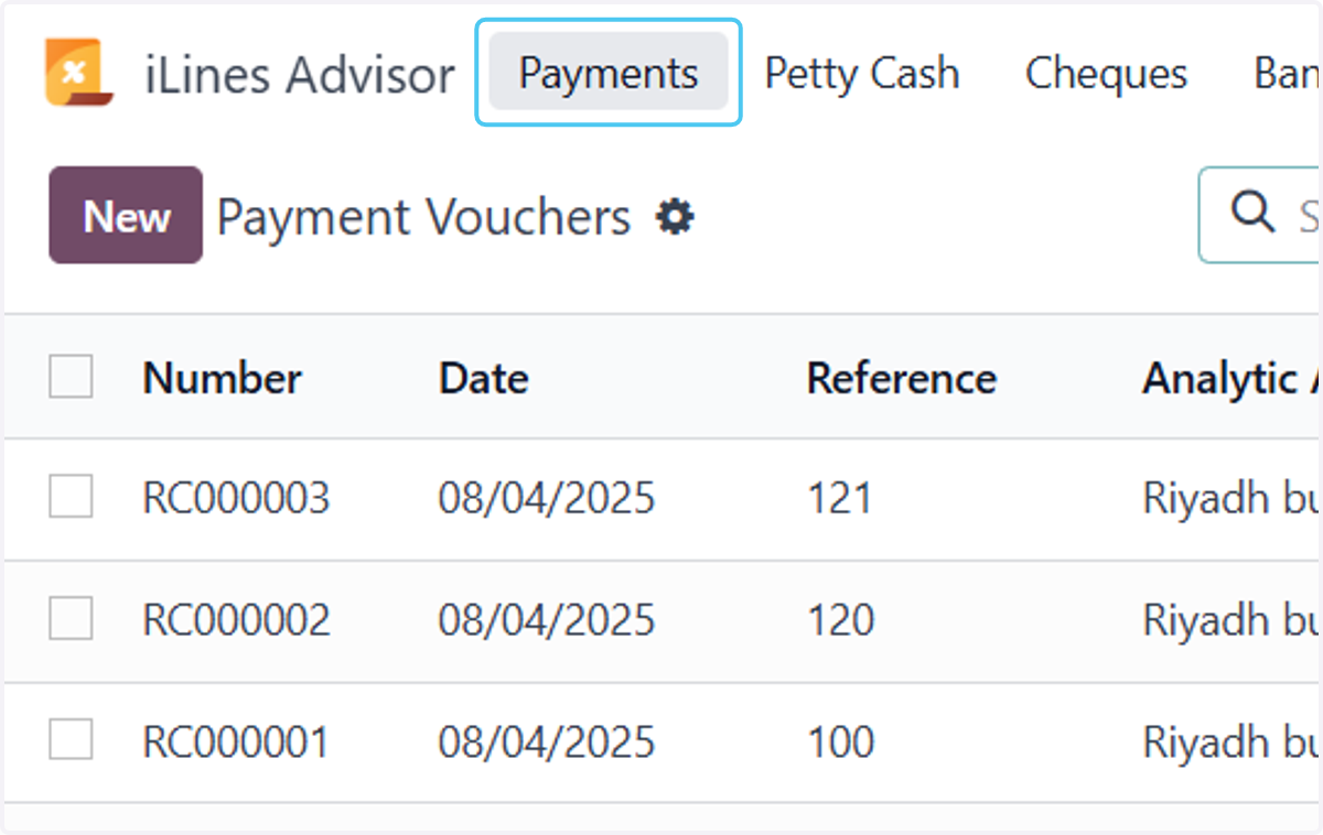 Click on Payments