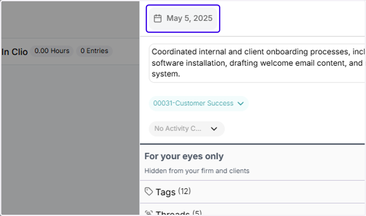 Click on the calendar icon in the right panel