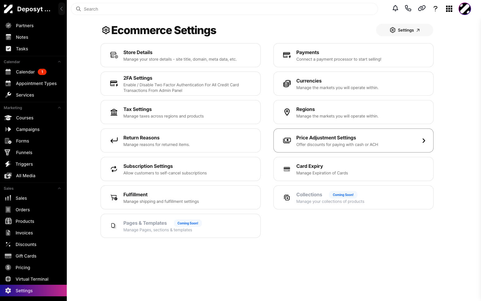 Step 3: Then click on Price Adjustment Settings.