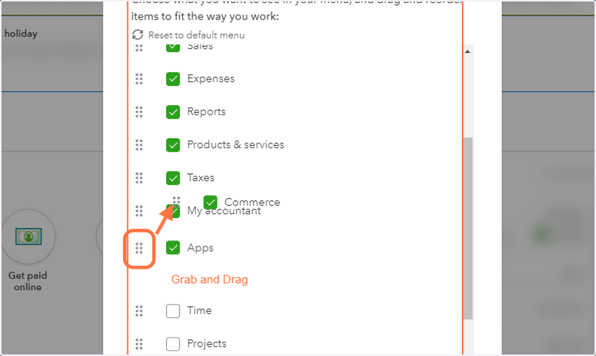 Drag Primary Menu Items to rearrange them