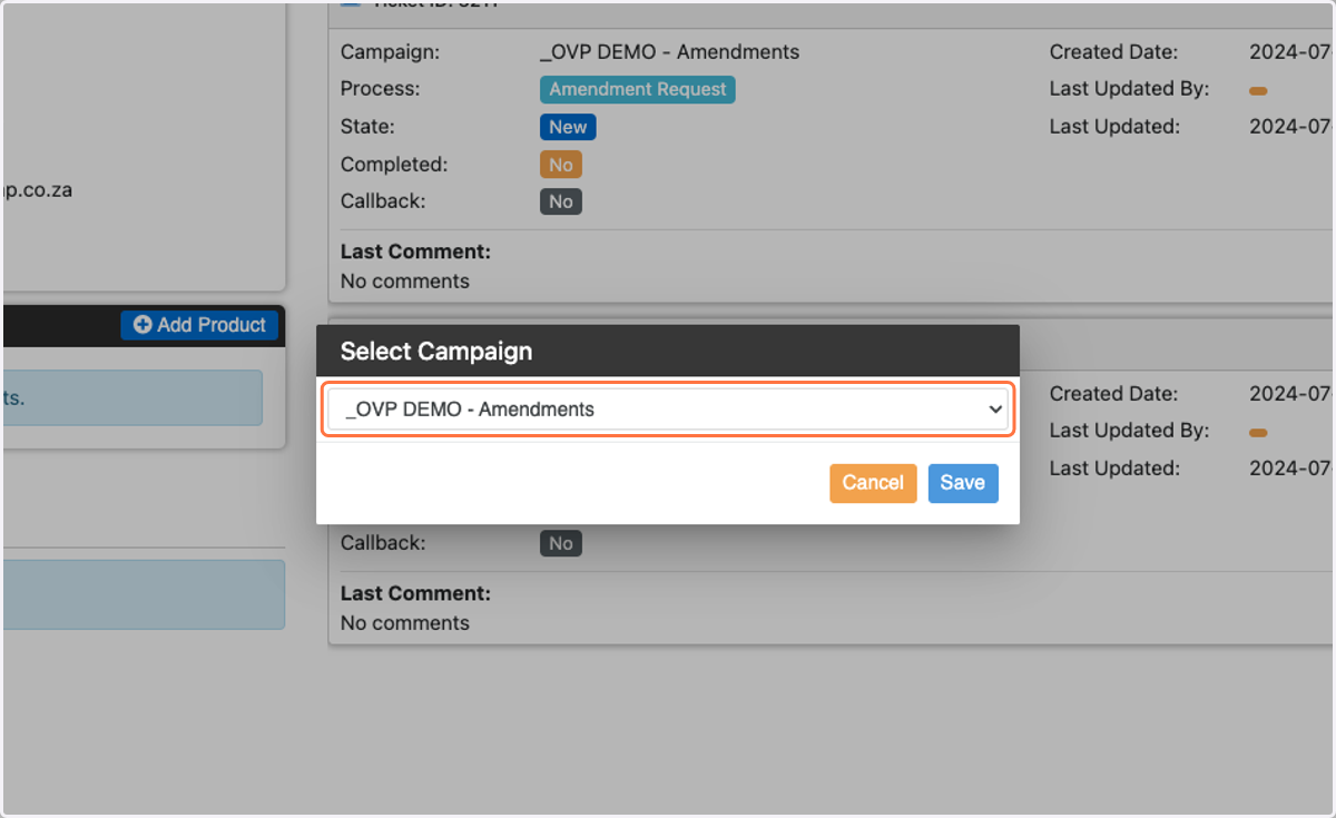 Select the Amendments Workflow