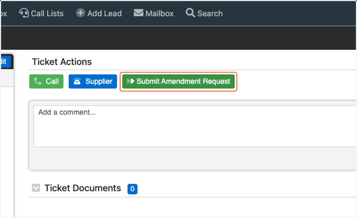 Click on Submit Amendment Request
