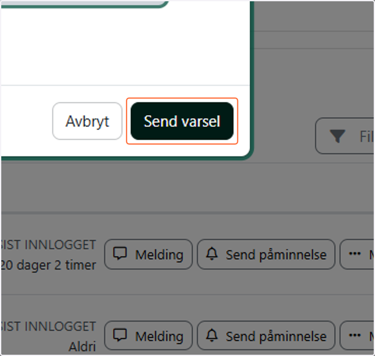 Klikk på «Send varsel»