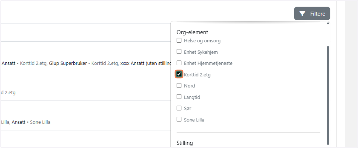 Velg hvilken avdeling du vil se