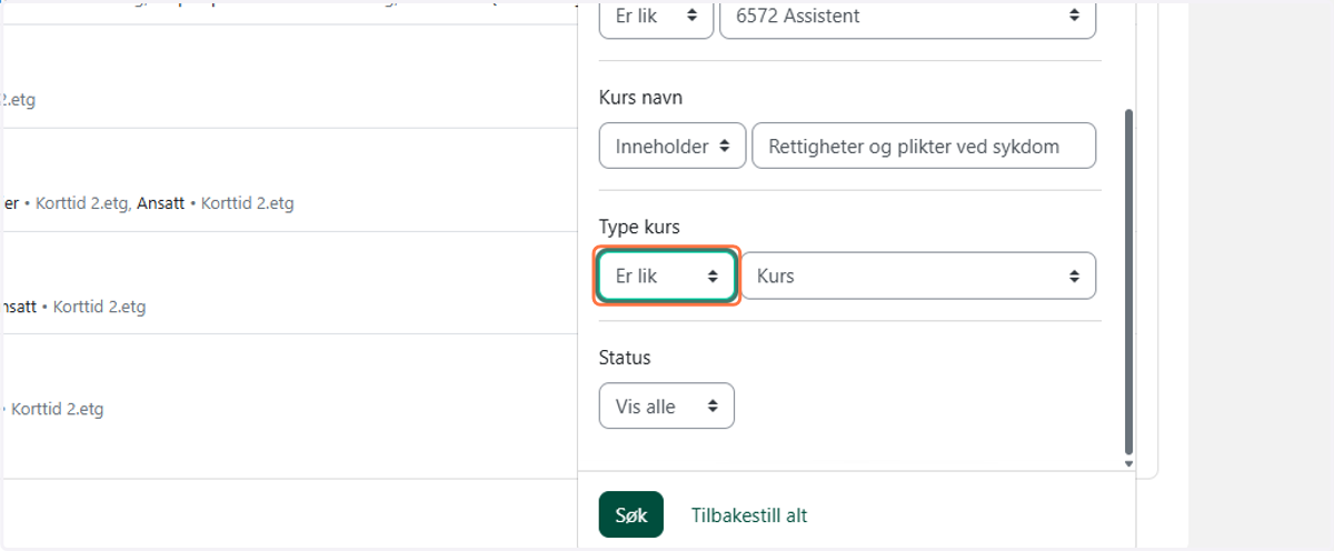 Velg mellom «Kurs», «Læringsløp-kurs», «Læringsløp» og «Sertifisering»