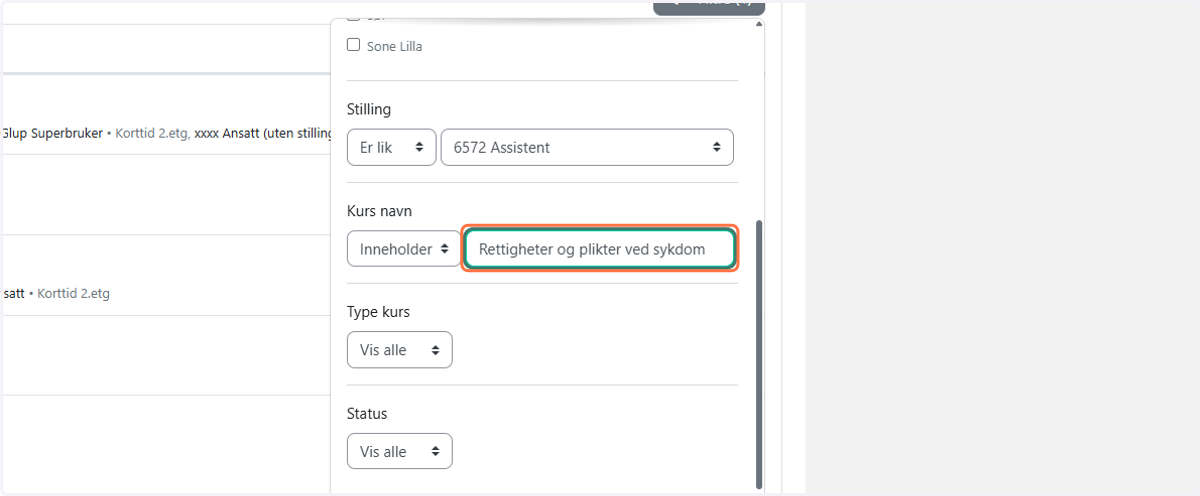 Søk etter et bestemt kurs