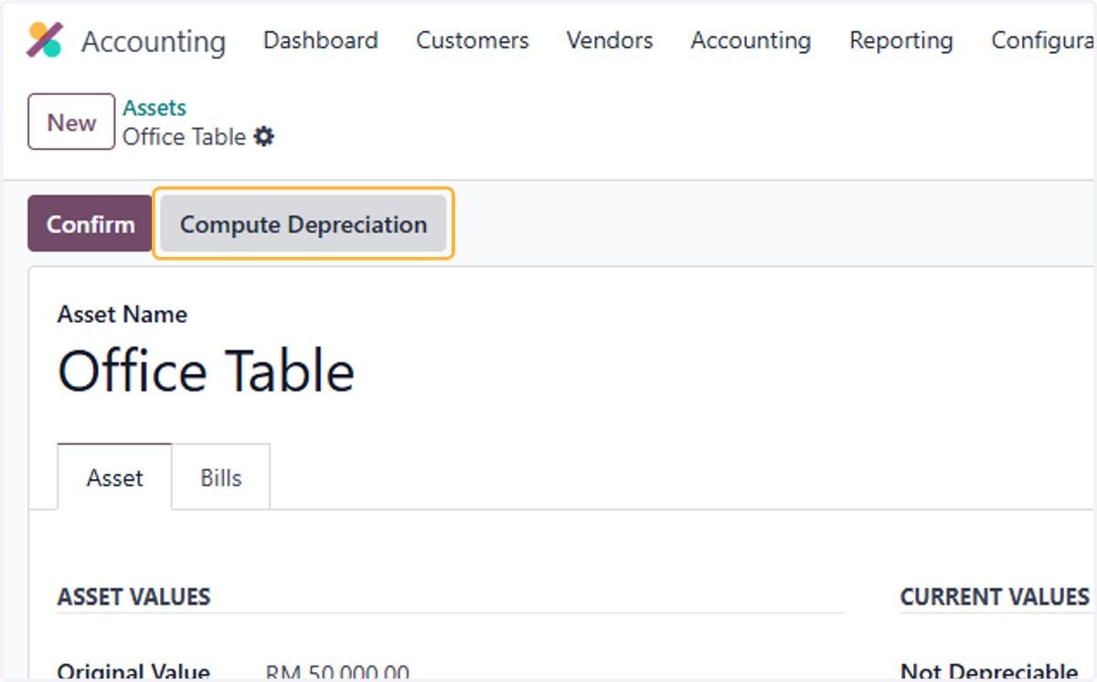 Click on Compute Depreciation