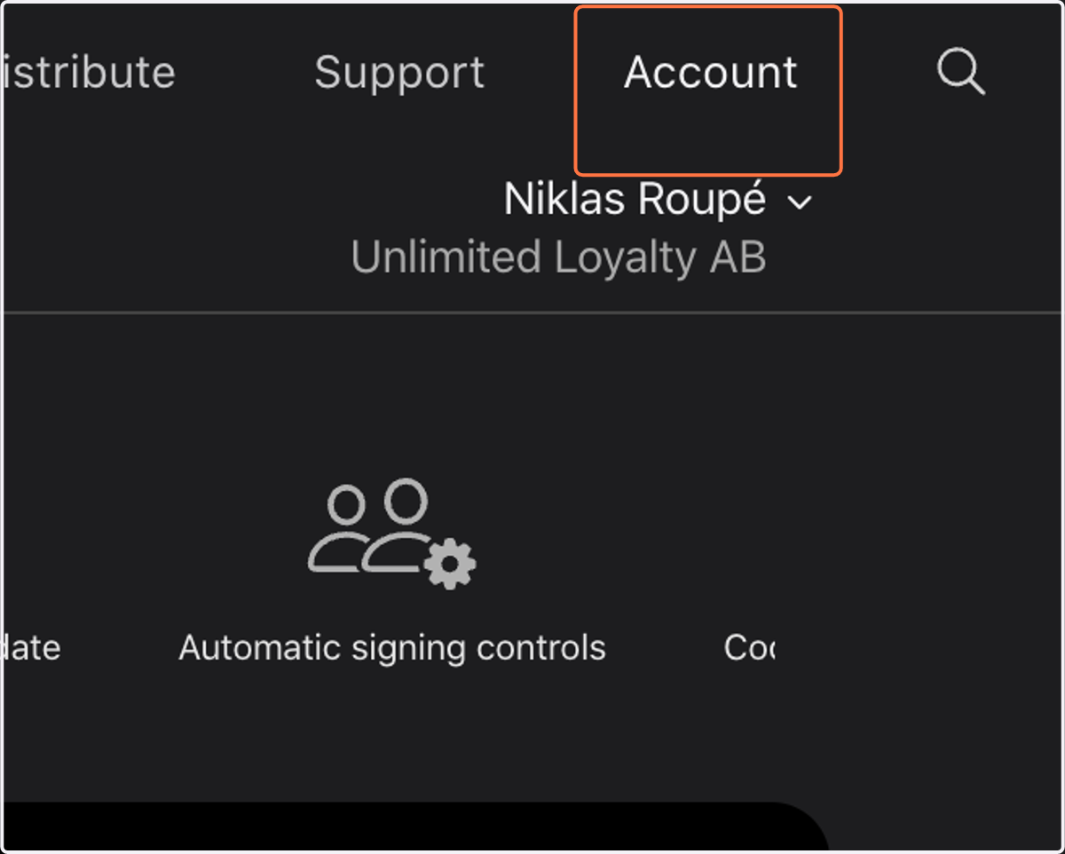 Click on Account
