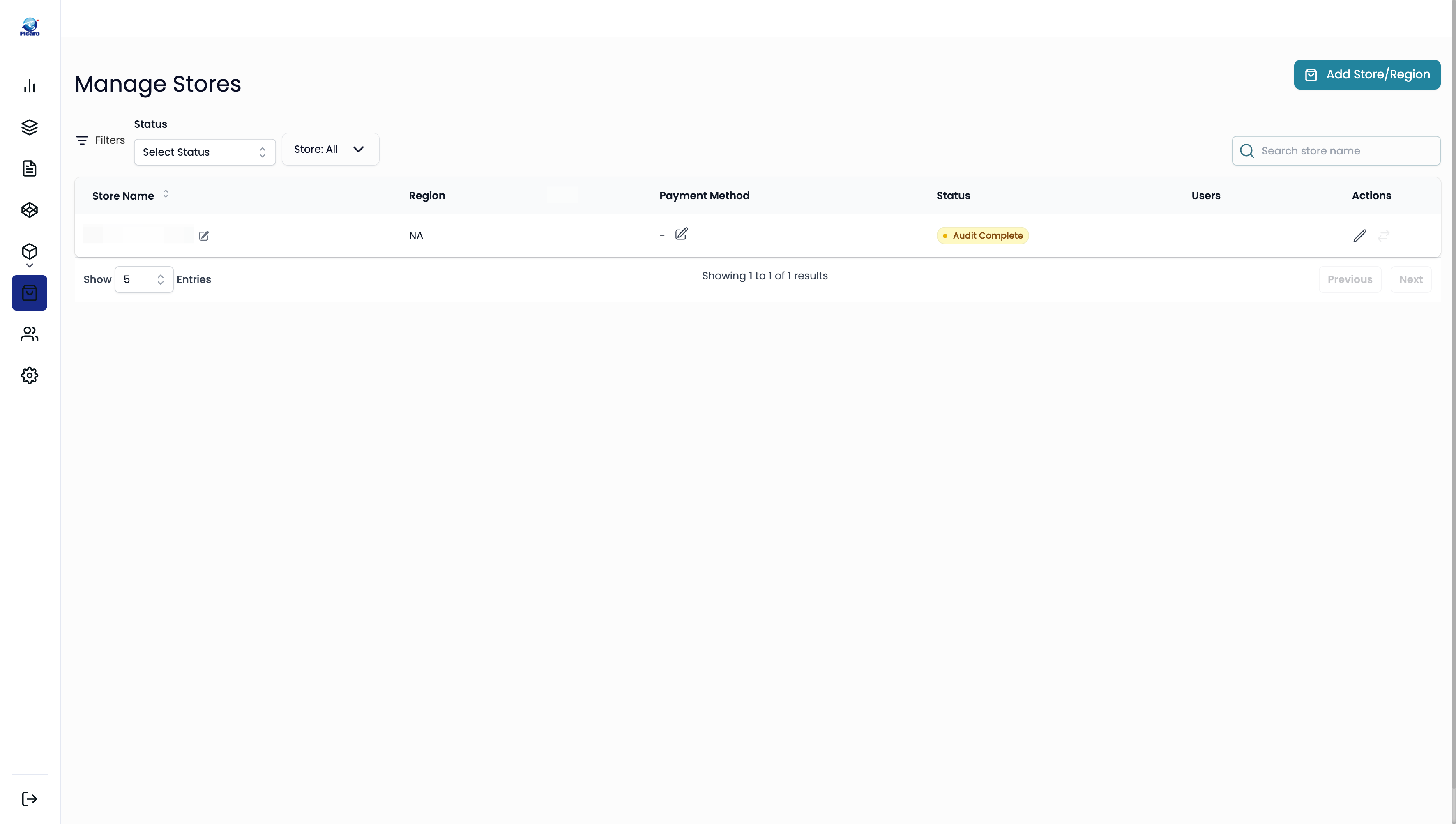 Add Store/Regionをクリック