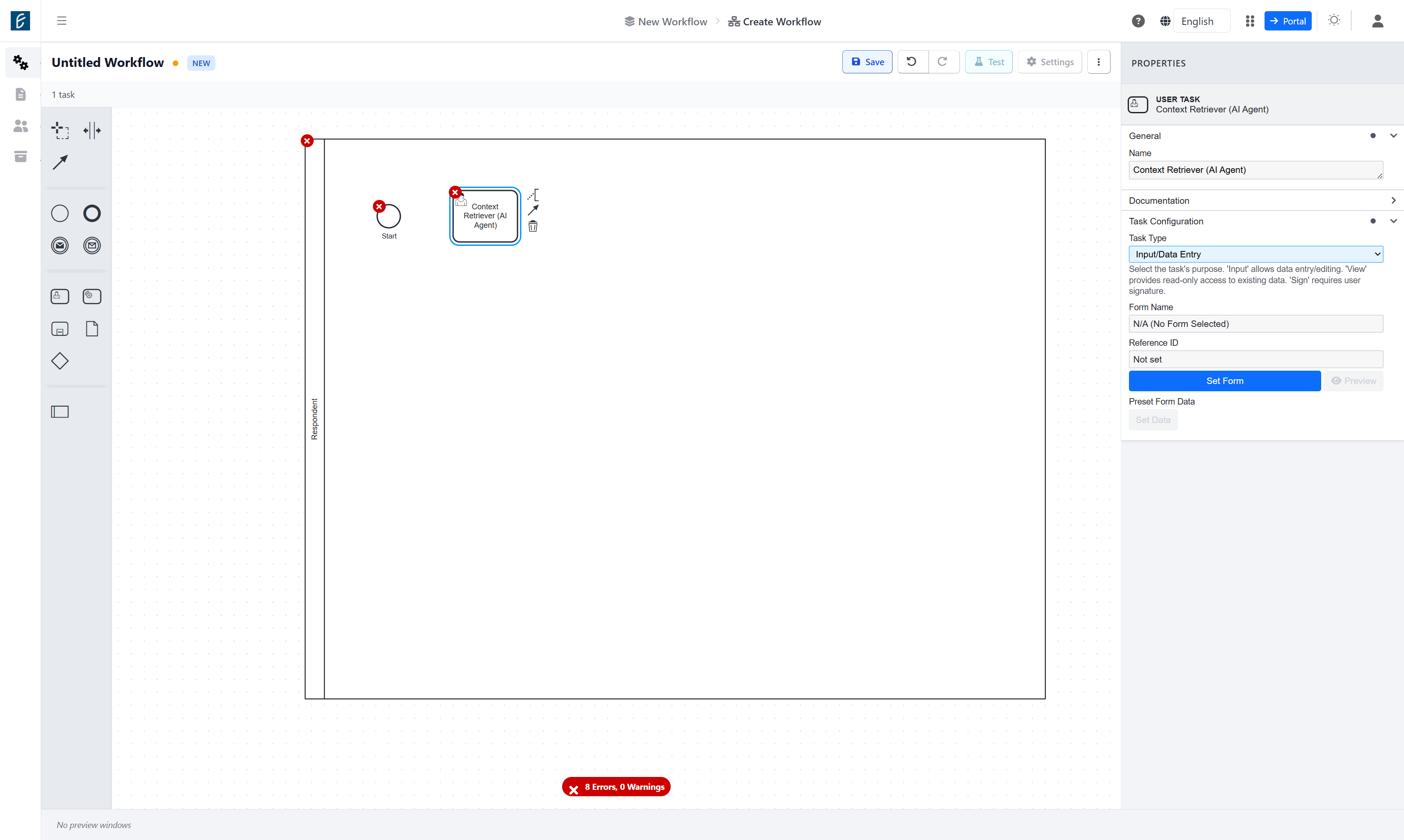 Select Input/Data Entry from Task Type