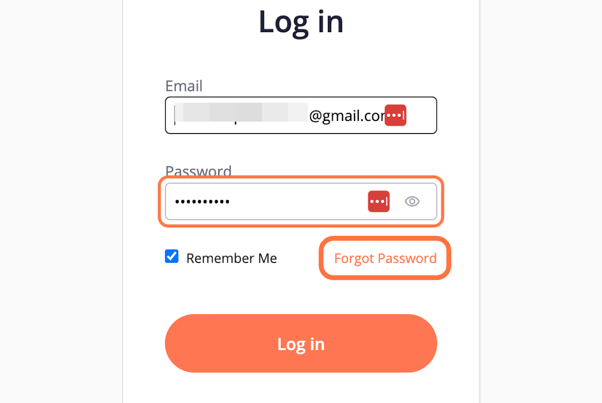 Click on password field