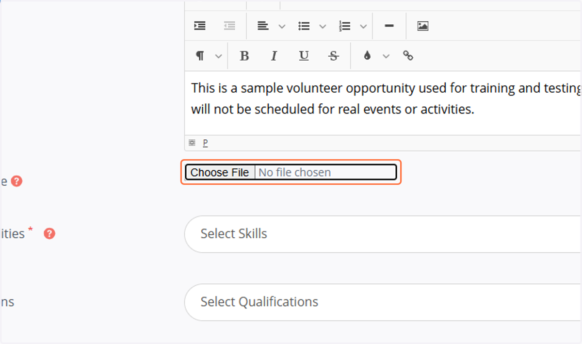 Cover Image: You can choose a cover image, which will be displayed when volunteers click on your opportunity.