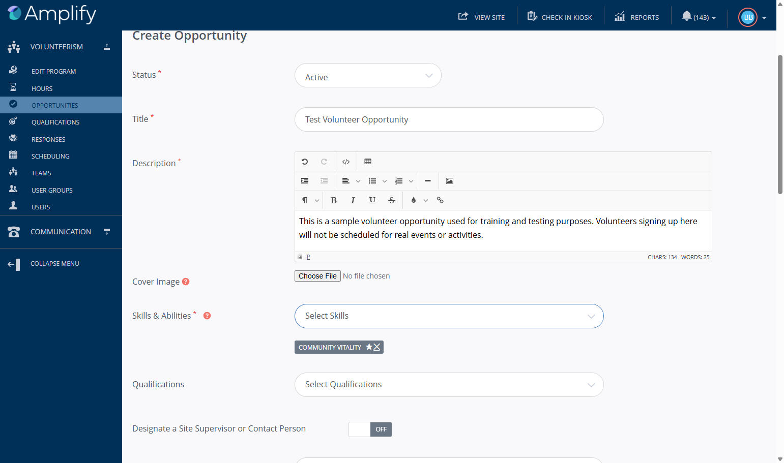 Skills & Abilities: Please choose required skills and abilities from the drop-down menu.