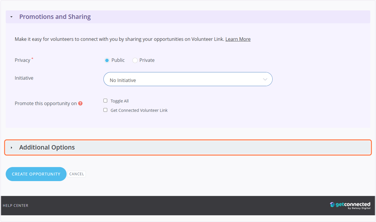 Open the drop-down menu by clicking on the gray “Additional Options” box.