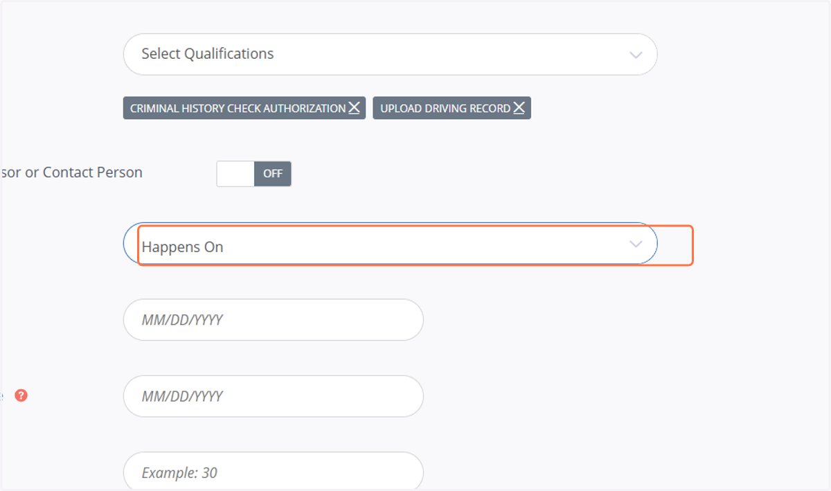 Select Happens On