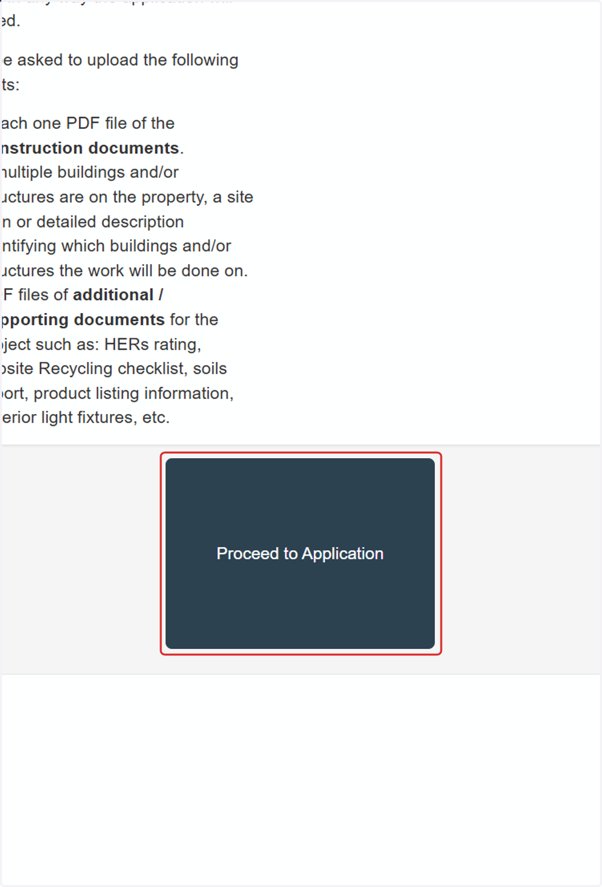 Select Proceed to Application