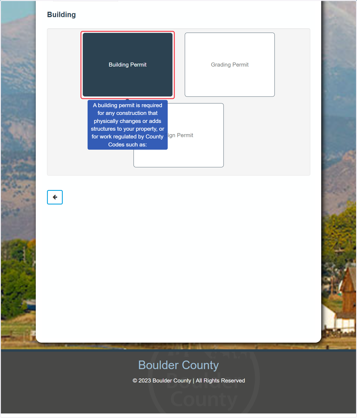 Select the Building Permit Type You Are Applying For