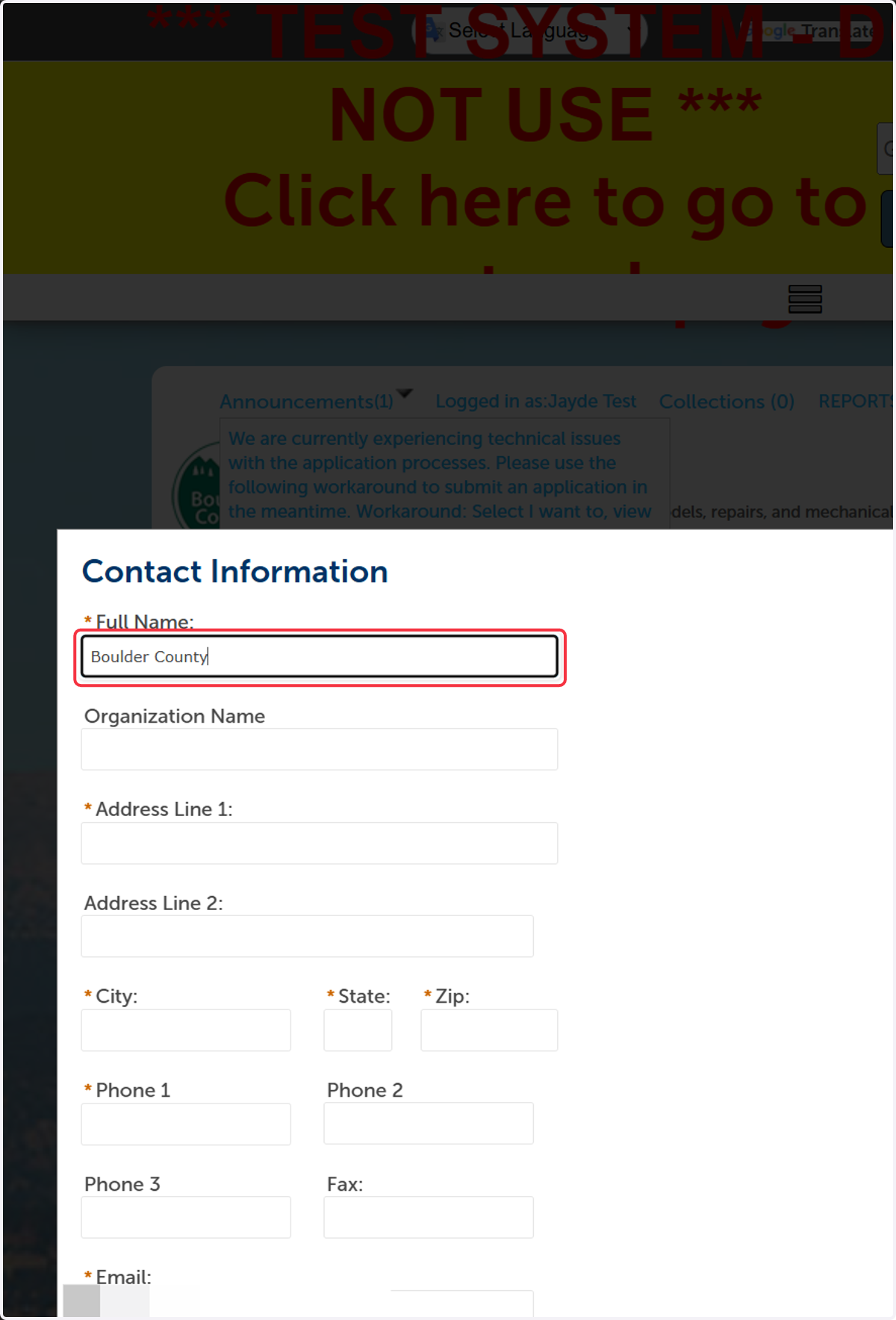 Verify and enter contact information