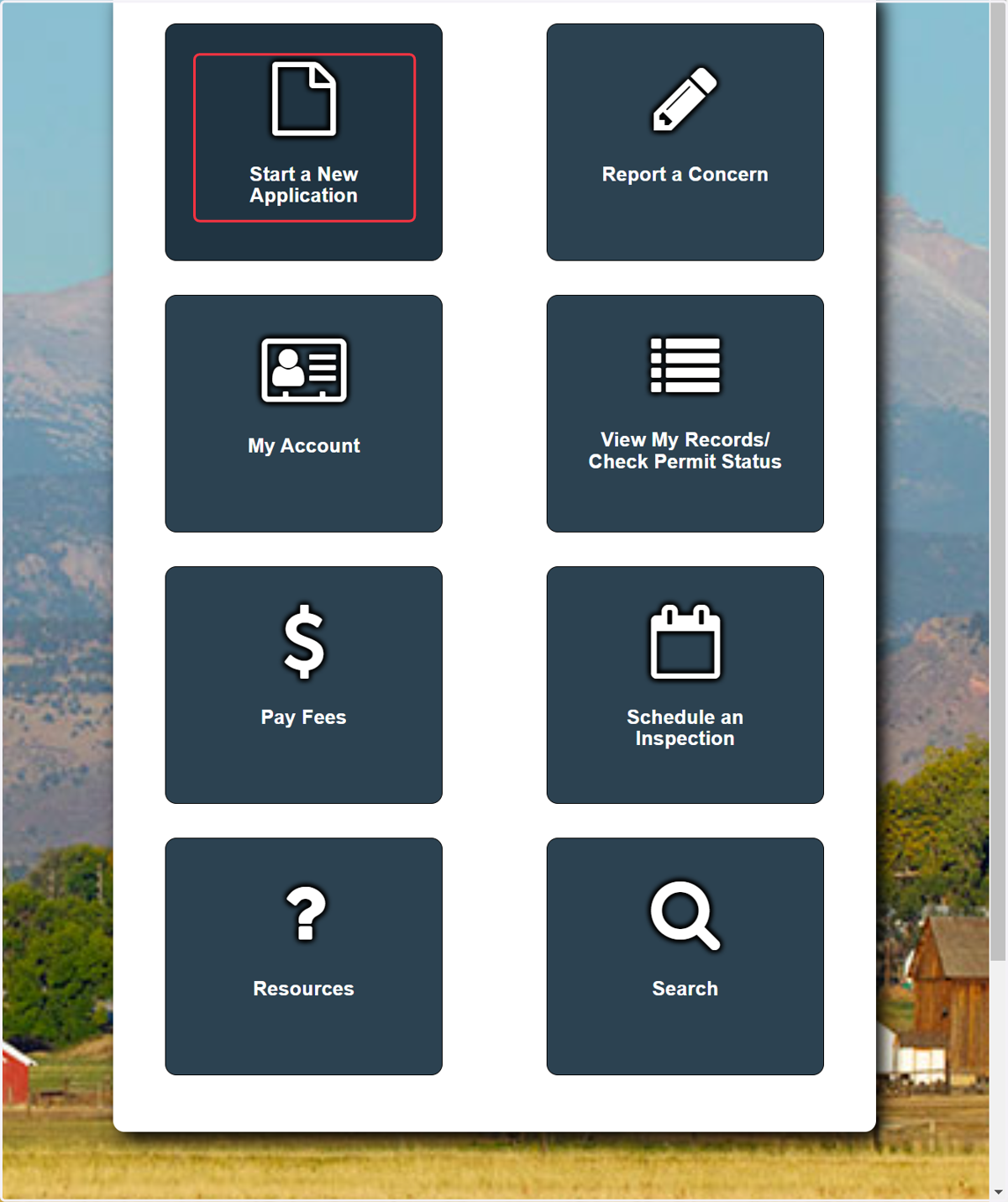 Click on Start a New Application