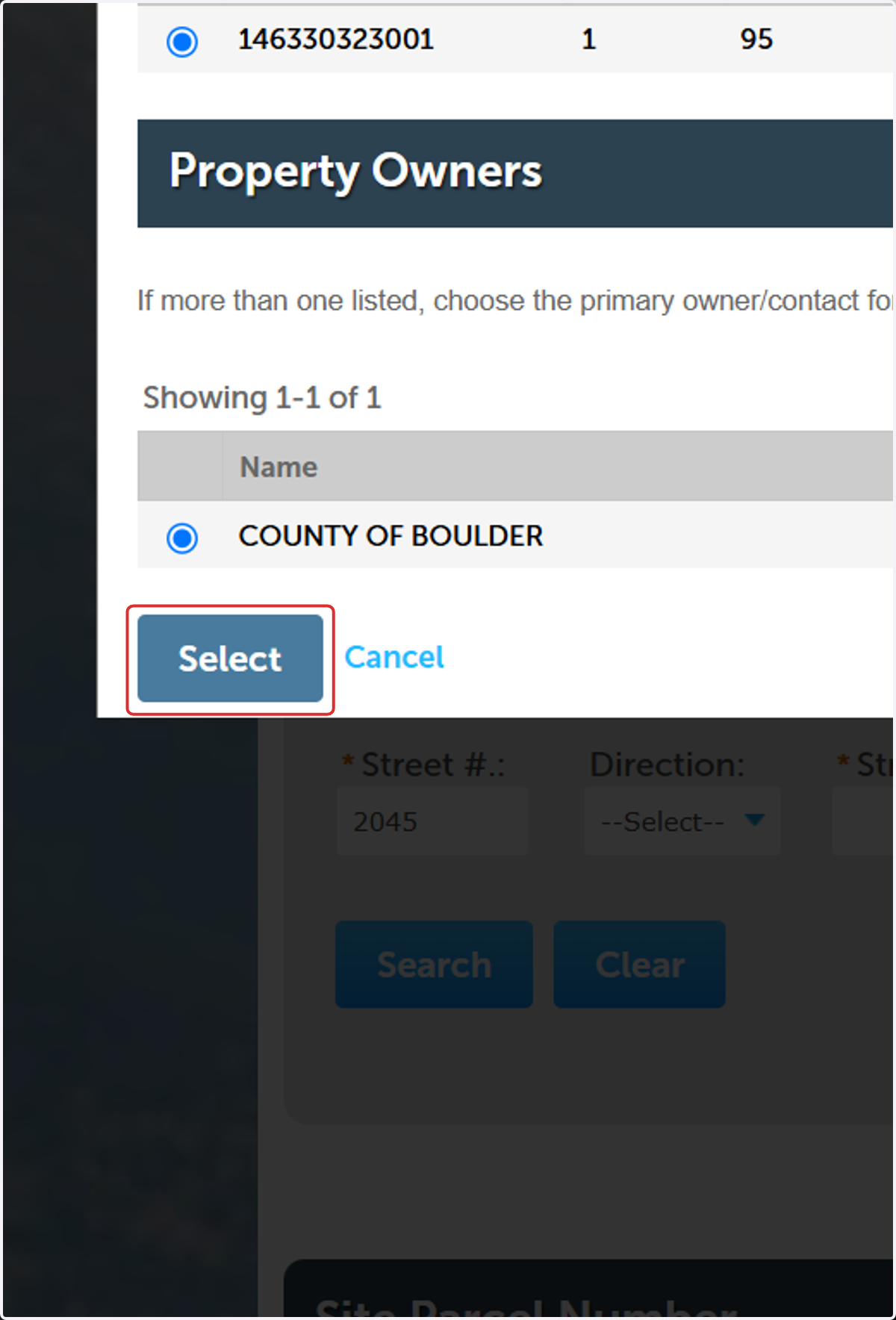 Click on Select