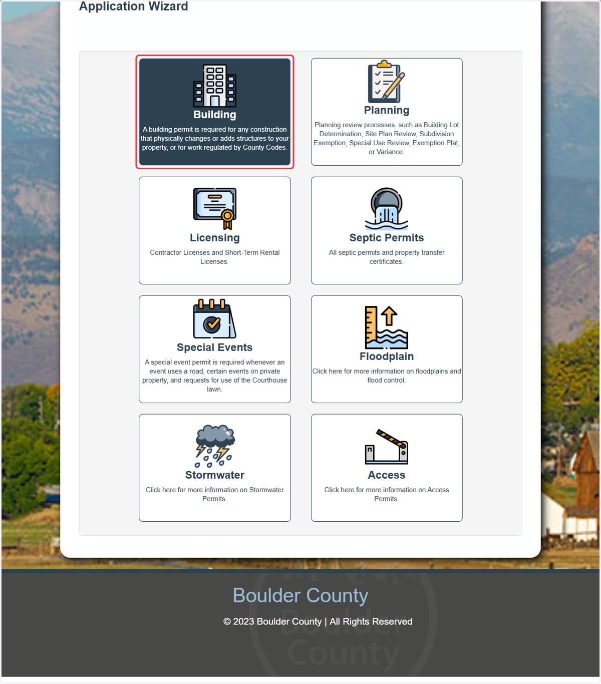 Click on Building…
