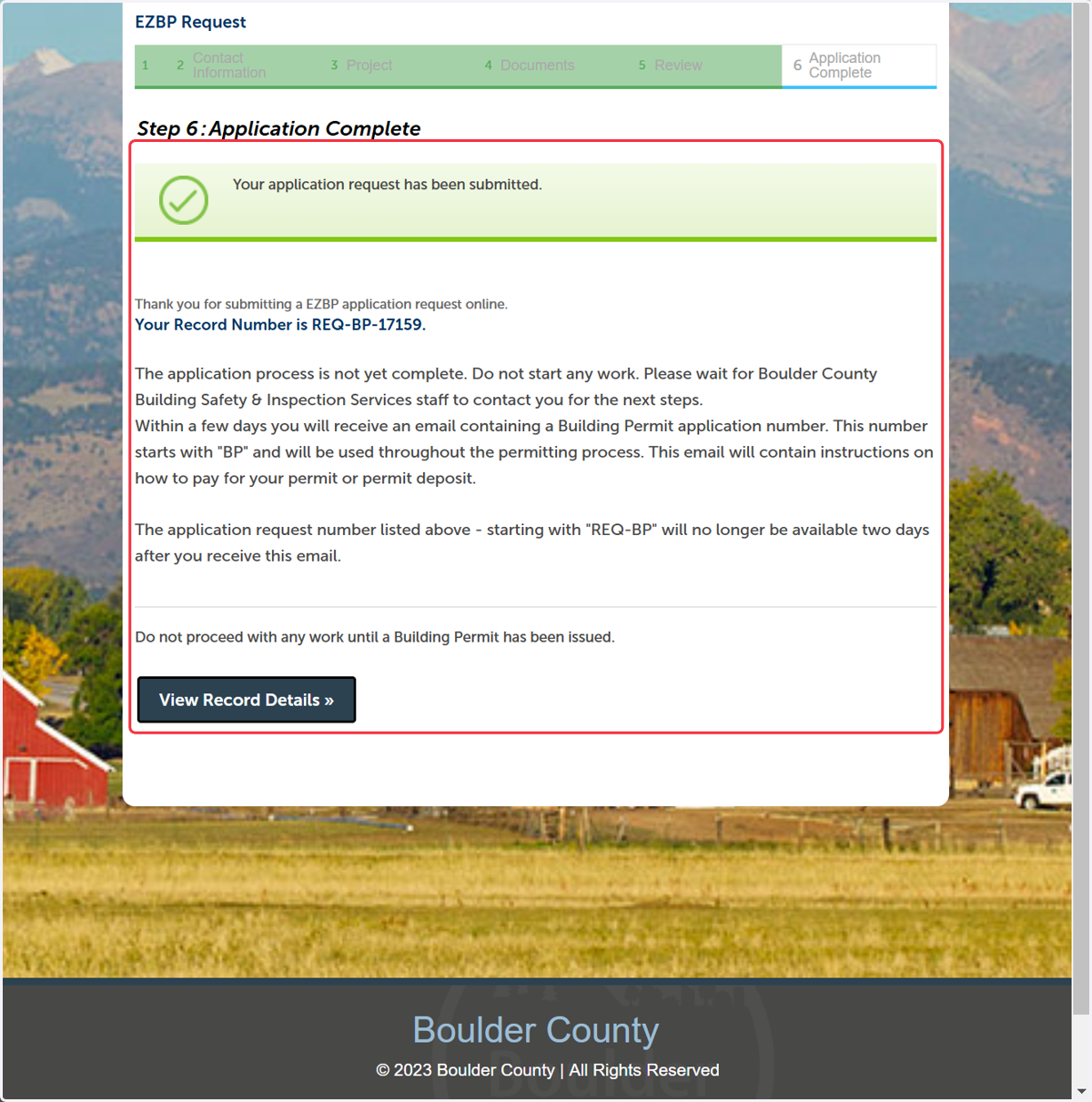You Have Successfully Submitted your Application Request.