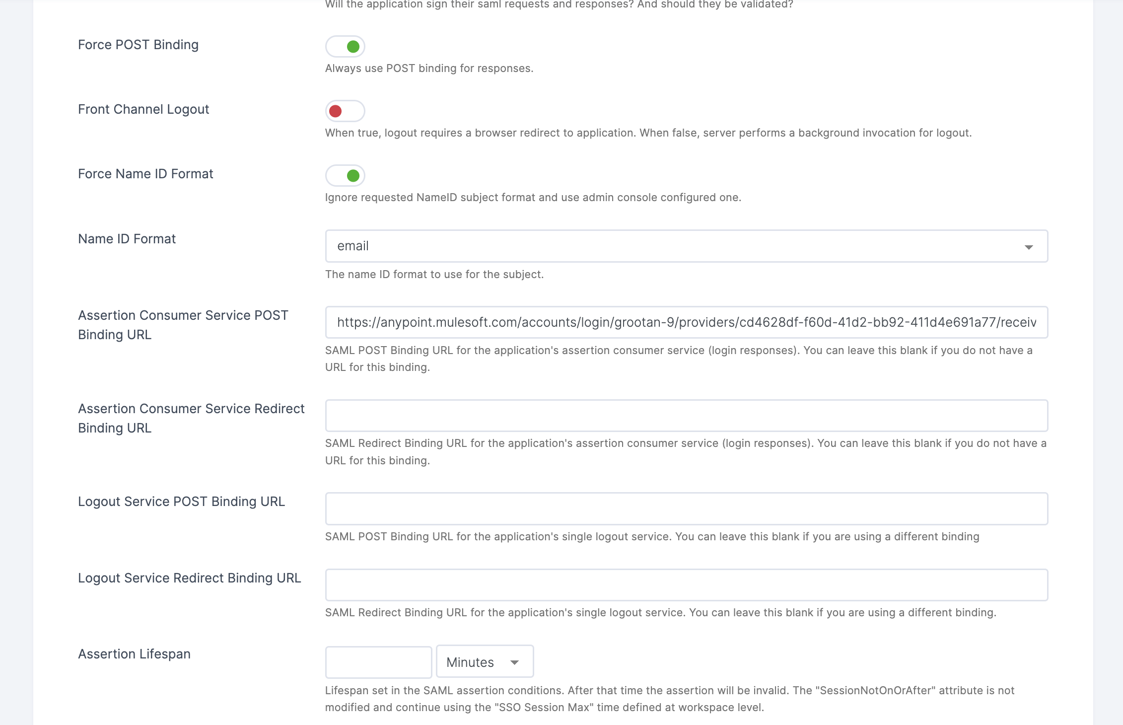 Assertion Consumer Service POST Binding URL