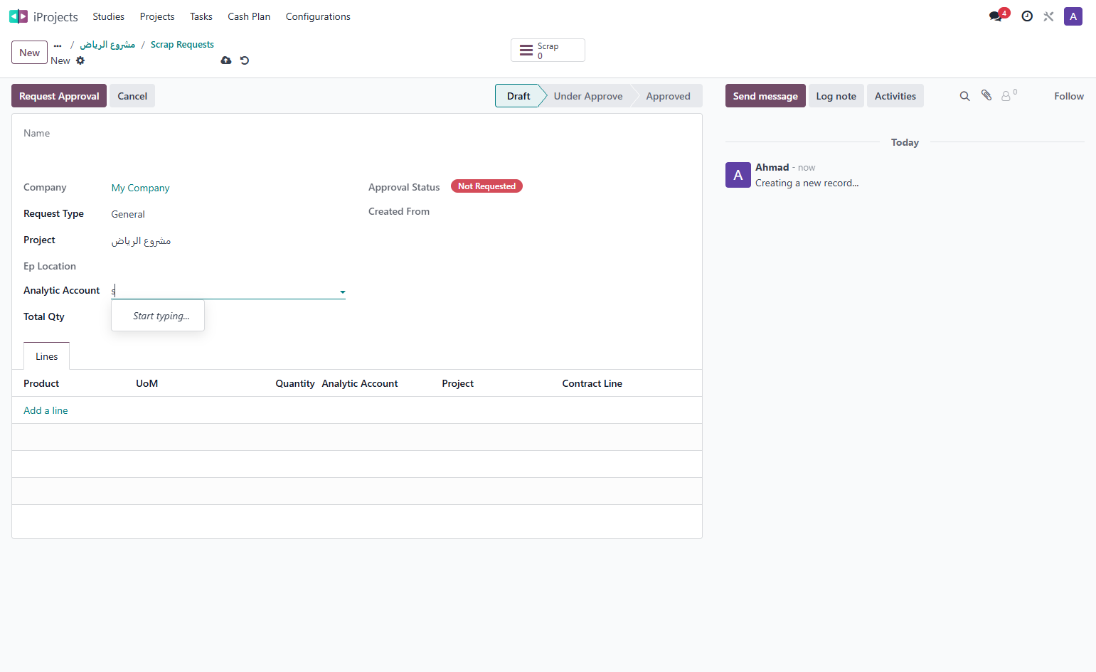 select the analytic account