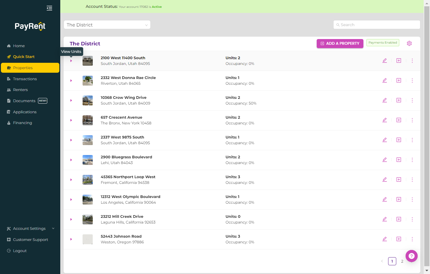 Click on "View Units"