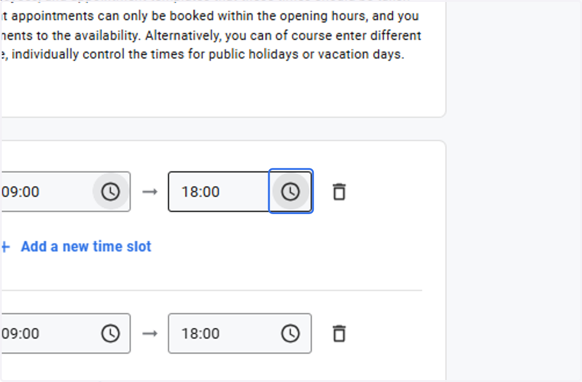 Select the end time