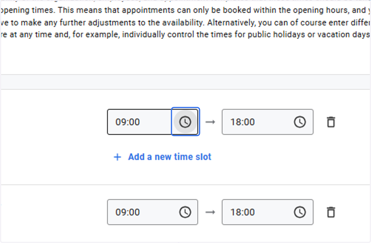 Select the start time
