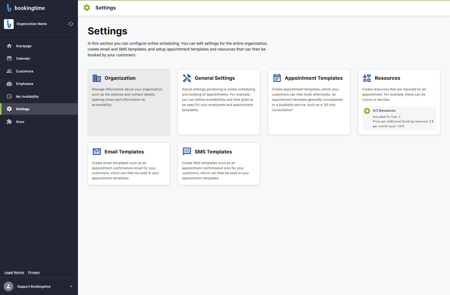 Click on Organization
