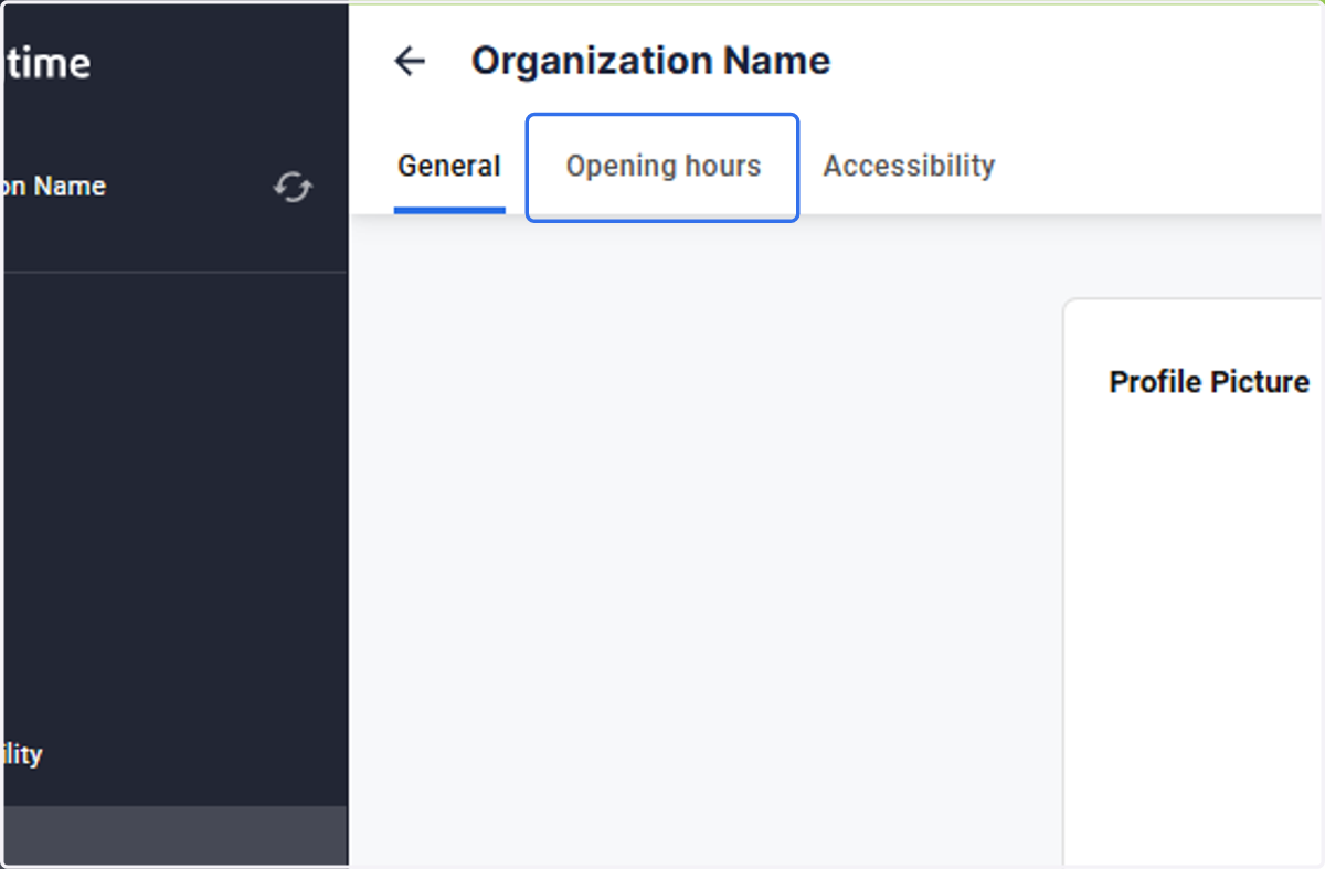 Open the Opening hours tab