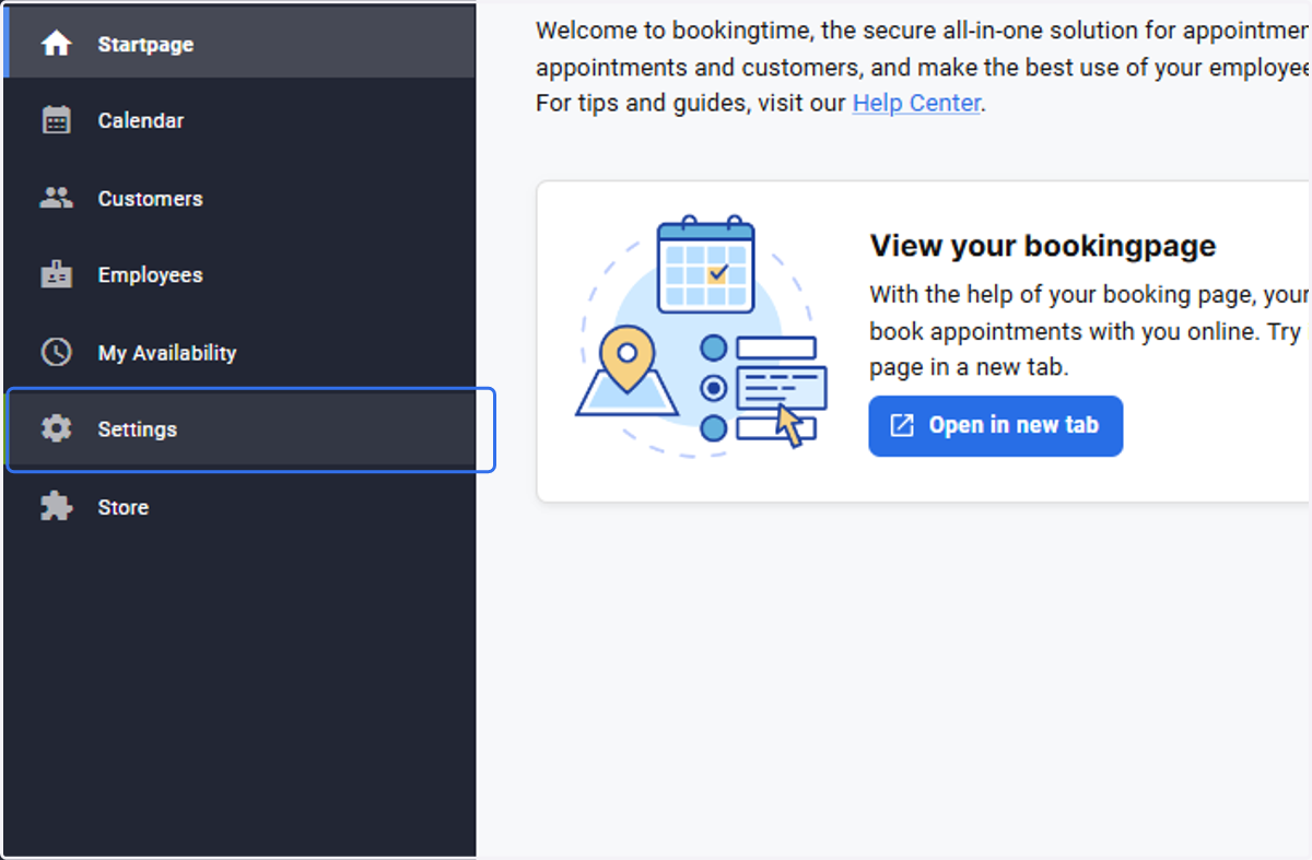 Click on Settings